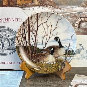 Vintage Dominion China Nesting Canada Goose Decorative Plate 1988Original Box
